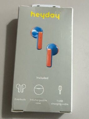 NEW Heyday Blue and Orange Wireless Earbuds